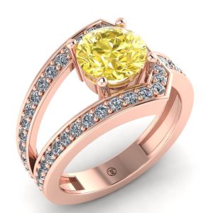 Inel cu diamante din aur roz 14k de logodna ES308