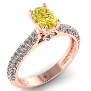 Inel din aur cu diamant oval 0.84 carate natural si diamante logodna ES272