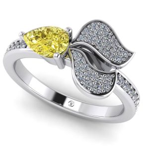 Inel din aur cu diamant para si diamante albe de logodna ES352