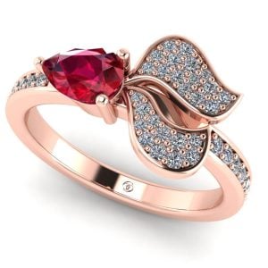 Inel din aur roz cu rubin para AAA si diamante de logodna ES352