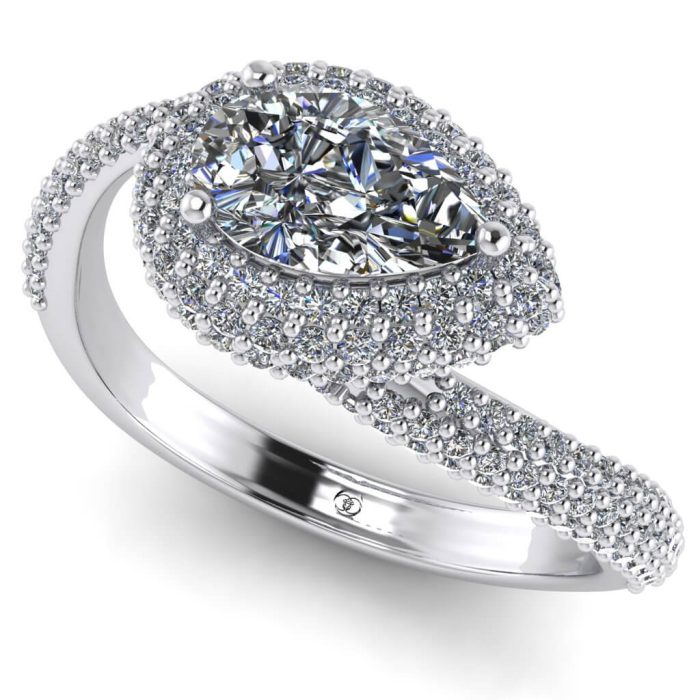 Inel aur cu diamant lacrima 1 carat natural certificat GIA D/VVS