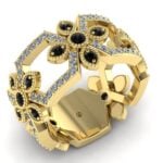 Inel aur de logodna stil verigheta cu diamante negre ES296