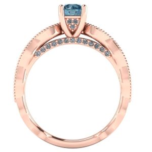 Inel din aur rose de logodna cu diamant albastru vintage logodna ES215