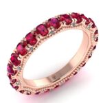 Inel din aur roz 18k cu rubine si diamante eternity vintage ES138