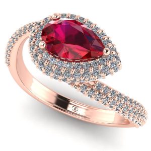 Inel cu rubin si diamante din aur 18k roz ES392