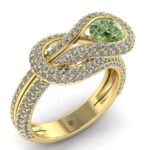 Inel cu diamant verde intense si diamante de logodna ES309