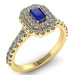 Inel din aur galben de logodna cu safir albastru si diamante ES301