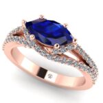 Inel cu safir albastru AAA si diamante din aur model unic colectia esan ES312