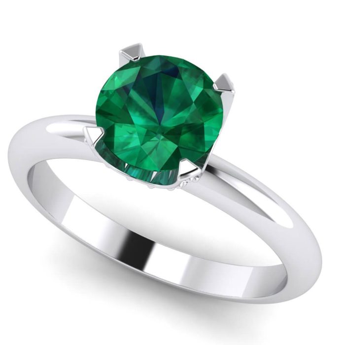 Inel cu smarald si diamante de logodna din aur 18k ES397
