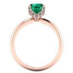 Inel logodna cu smarald si diamante din aur roz 18k ES397