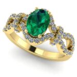 Inel cu smarald si diamante din aur galben de logodna ES376