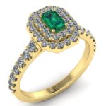 Inel de logodna smarald emerald si diamante din aur galben 18k ES301