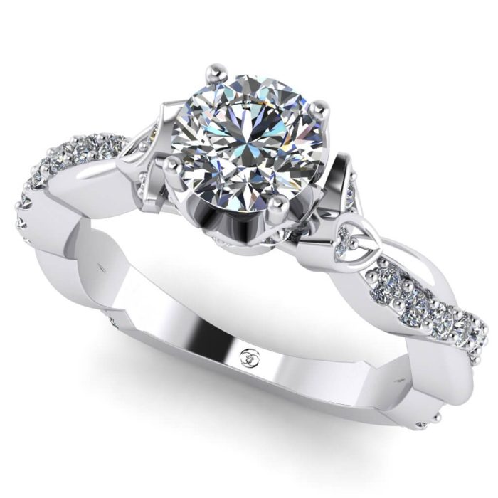 Inel de logodna cu diamant model floral din aur ES336