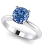 Inel de logodna din aur alb cu diamant albastru si diamante ES397