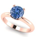 Inel cu diamant albastru 0.80 carate cu coroana de diamante din aur de logodna ES397