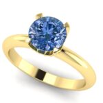 Inel cu diamant albastru 0.80 ct si diamante din aur 18k de logodna ES397