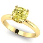 Inel cu diamant galben intens 1 ct coroana cu diamante aur logodna ES397
