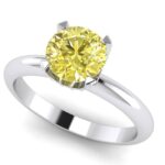 Inel de logodna cu diamant galben intens si coroana cu diamante incolore din aur ES397