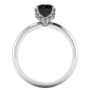 Inel cu diamant negru AAA coroana de diamante albe de logodna din aur ES397
