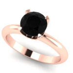 Inel cu diamant negru AAA si diamante model coroana de logodna ES397
