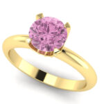 Inel de logodna cu diamant roz si diamante albe din aur 18k galben ES397