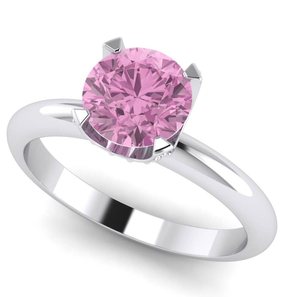 Inel de logodna cu diamant roz si diamante din aur 18k roz ES397