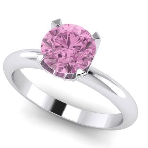 Inel de logodna cu diamant roz si diamante din aur 18k roz ES397