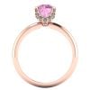 Inel cu diamant roz 1ct rotund si diamante sec de logodna din aur ES397
