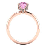 Inel cu diamant roz 1ct rotund si diamante sec de logodna din aur ES397