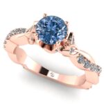 Inel cu diamant albastru intens si diamante albe din aur ES336