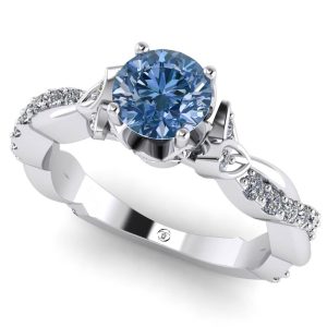 Inel cu diamant albastru intens 1 carat impletit din aur alb ES336