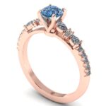 Inel din aur roz 750 de logodna cu diamant albastru si diamante ES283