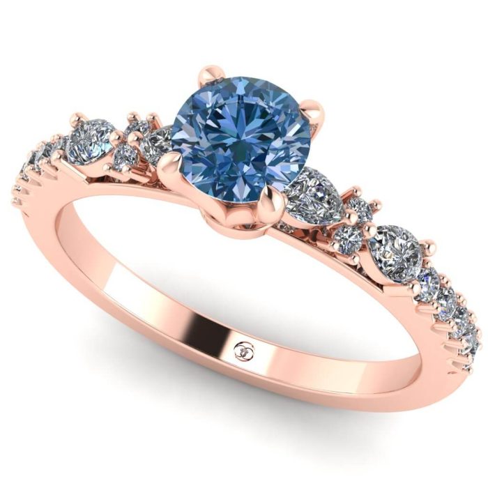 Inel logodna cu diamant albastru 0.60 ct si diamante din aur ES283