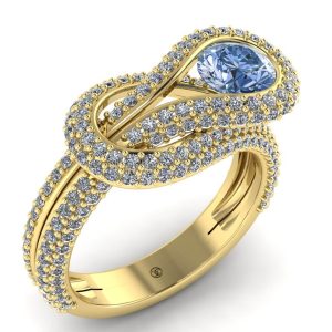 Inel de logodna din aur galben cu diamant albastru ES309