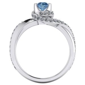 Inel cu diamant albastru 0.30 carate si diamante albe 0.50 carate din aur ES358