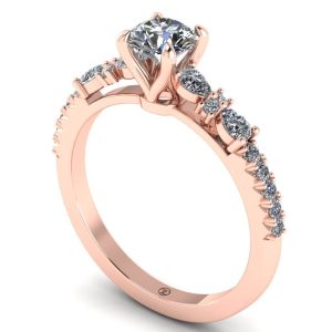 Inel din aur cu diamant central 0.40 carate din aur roz 3.10 gr logodna ES283