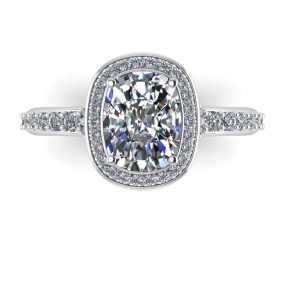 Inel cu diamant cushion si diamante din aur elegant luxury ES292