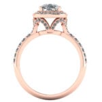 Inel cu diamant cushion si diamante din aur roz 750 elegant ES292