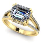 Inel cu diamant central dreptungi 1.50 carate natural certificat GIA de logodna ES401