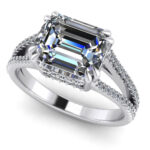 Inel de logodna cu diamant emerald 1carat natural certificat GIA din aur ES401