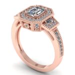 Inel de logodna cu diamant emerald din aur roz vintage ES298