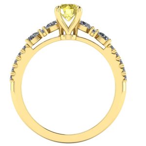 Inel cu diamant galben taietura briliant din aur galben de logodna ES283