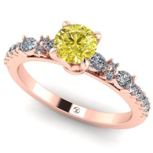 Inel din aur roz cu diamante bliliant si lacrima de logodna ES283