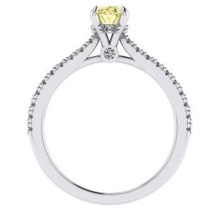 Inel cu diamant galben oval si diamante din aur ES319