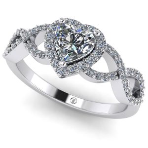 Inel cu diamant inima si diamante sec naturale din aur de logodna ES240