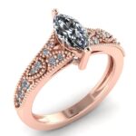 Inel din aur roz cu diamante marquise 1 carate de logodna ES306