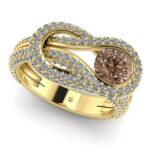 Inel din aur cu diamant maro si diamante din aur galben 18k ESAN ES309