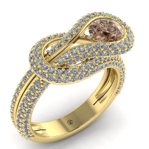 Inel dama luxury cu diamant maro si diamante di n aur 18k logodna ES309