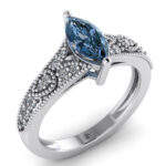 Inel cu diamant marquise albastru 1 ct din aur alb ES306