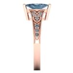Inel cu diamant marquise albastru de logodna stil vintage ES306